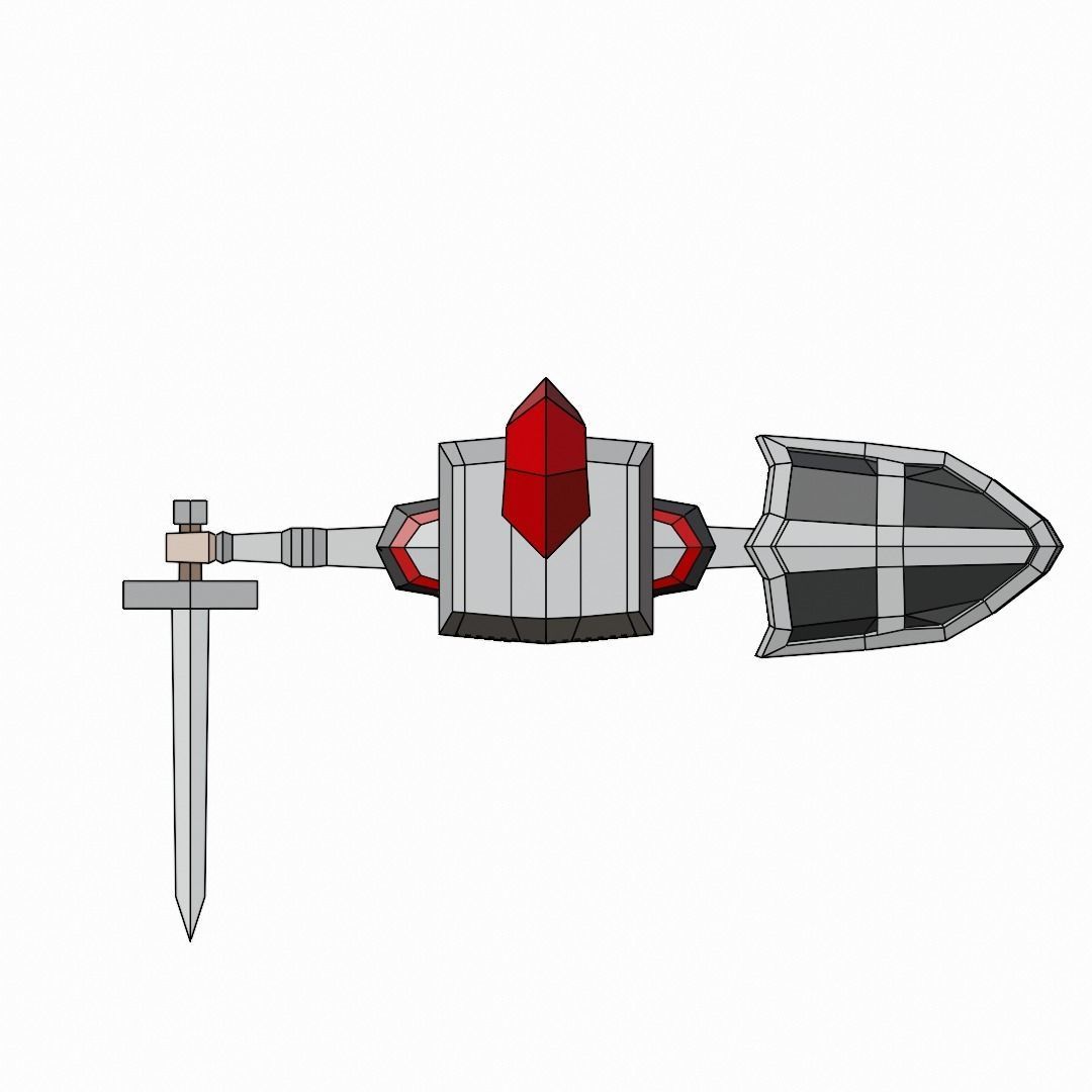 Low Poly Knight holding sword Low-poly 3D model_13