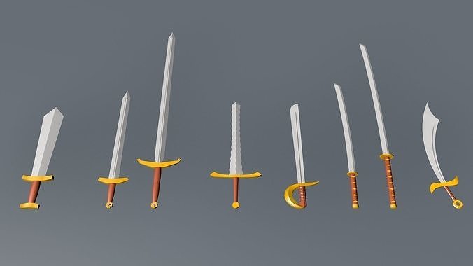 Small Set of Low Poly Melee Weapons Low-poly 3D model