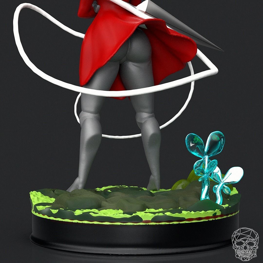 Hornet statue of woman holding sword 3D print model_7