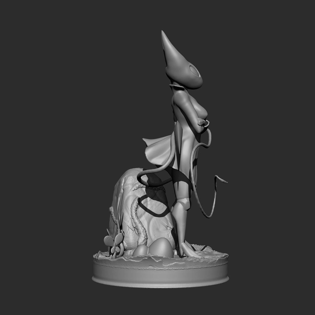 Hornet statue of woman holding sword 3D print model_11