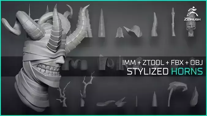 Stylized Horns - Over 30 Insert mesh Zbrush