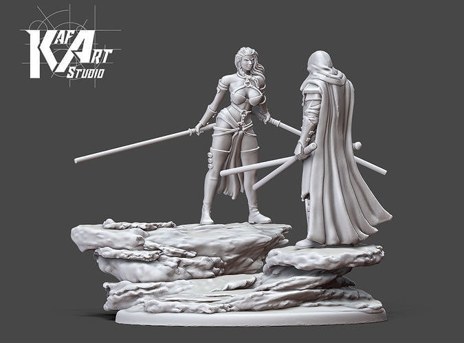 Duellist diorama - 35mm scale 3D print model