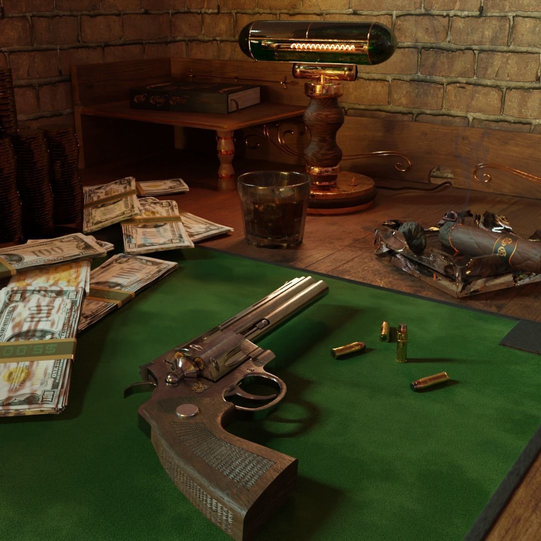 Vintage Desk Lamp 3D model_3