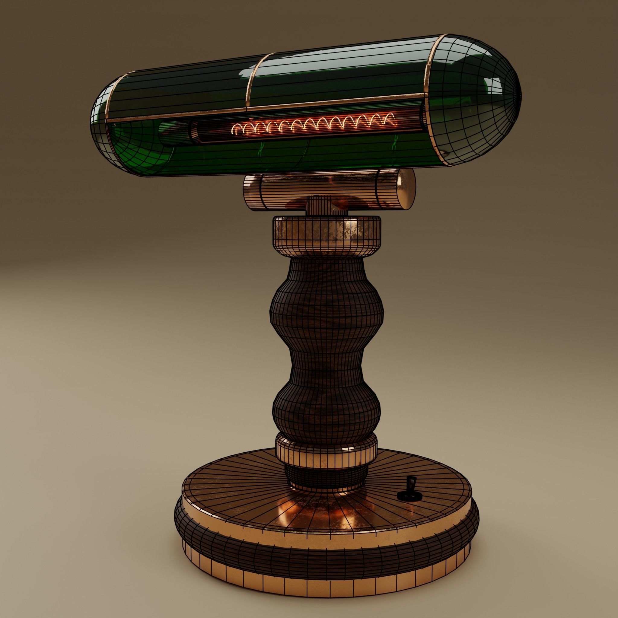 Vintage Desk Lamp 3D model_2