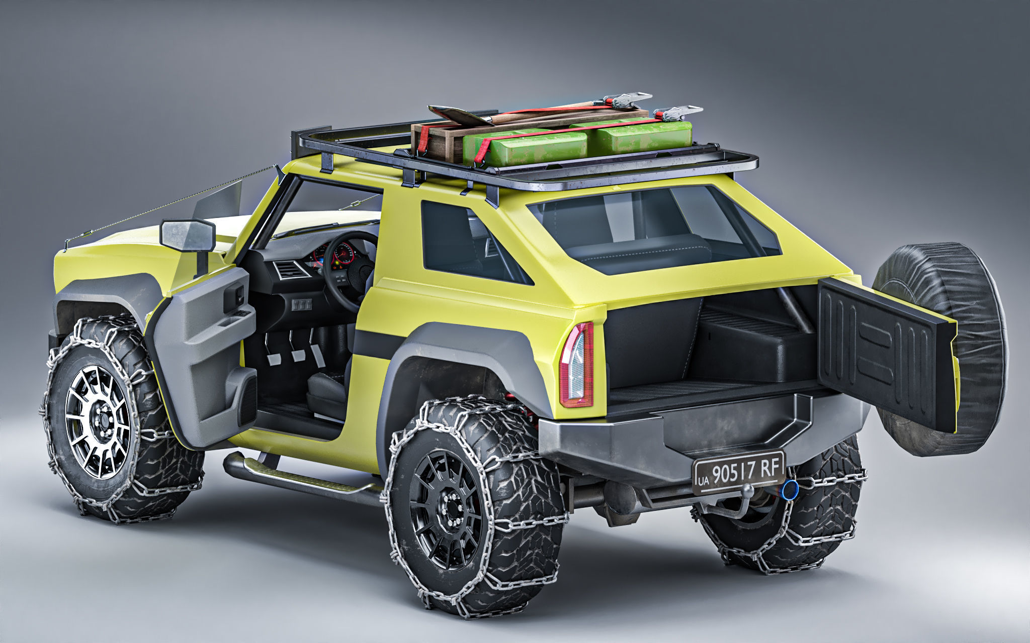 Customizable Suv 4x4 Offroad Vehicle for Unity3D Low-poly 3D model_8