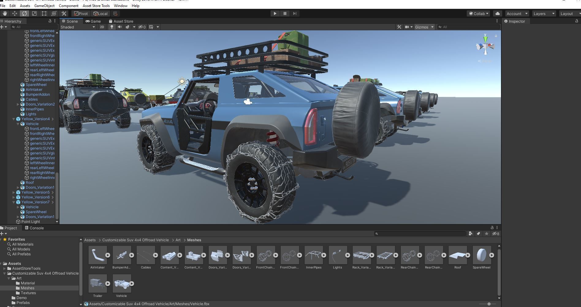 Customizable Suv 4x4 Offroad Vehicle for Unity3D Low-poly 3D model_2