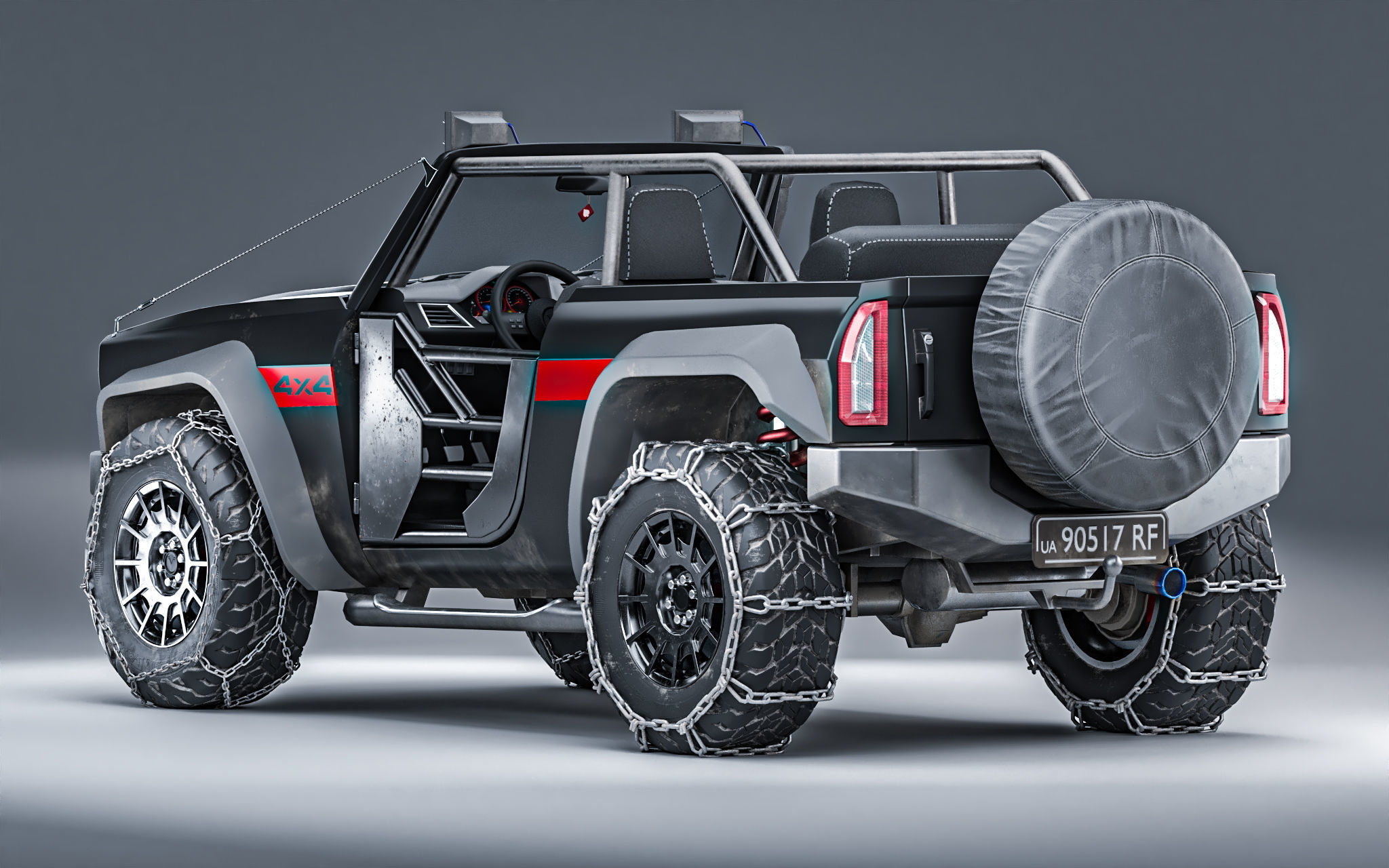 Customizable Suv 4x4 Offroad Vehicle for Unity3D Low-poly 3D model_10