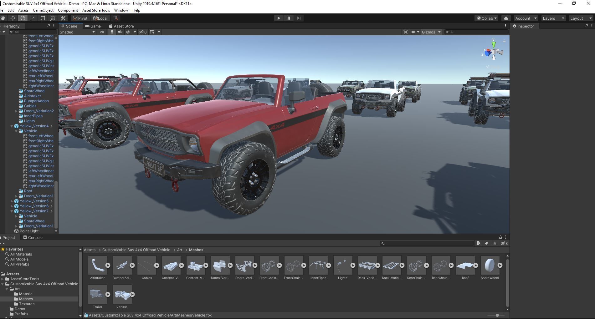 Customizable Suv 4x4 Offroad Vehicle for Unity3D Low-poly 3D model_5