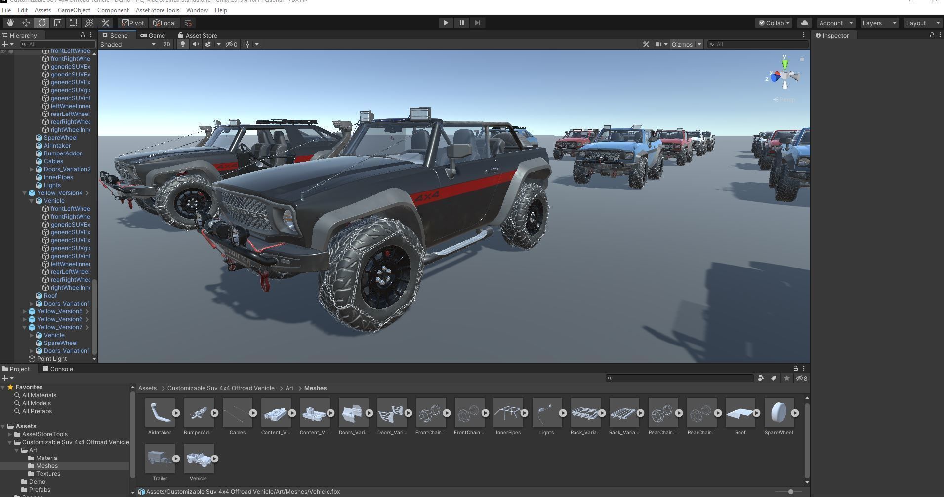 Customizable Suv 4x4 Offroad Vehicle for Unity3D Low-poly 3D model_6