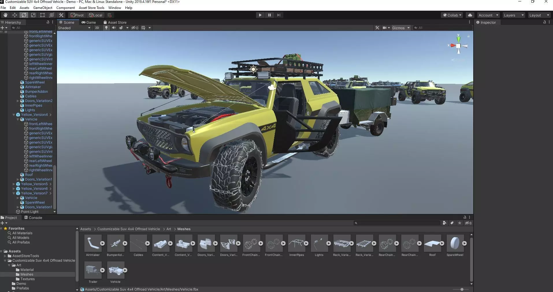 Customizable Suv 4x4 Offroad Vehicle for Unity3D Low-poly 3D model_0
