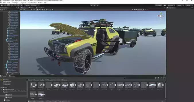 Customizable Suv 4x4 Offroad Vehicle for Unity3D Low-poly 3D model