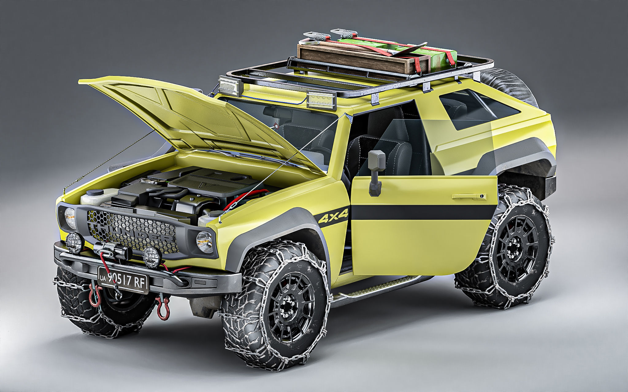 Customizable Suv 4x4 Offroad Vehicle for Unity3D Low-poly 3D model_7