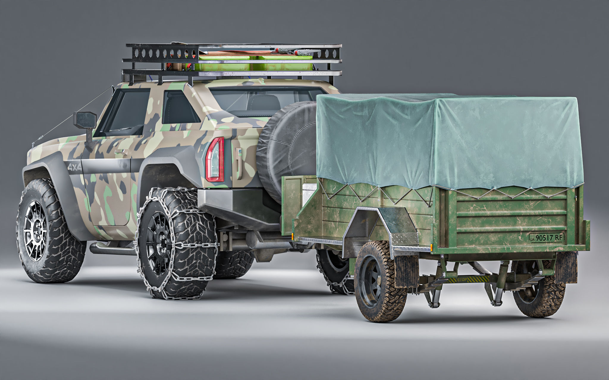 Customizable Suv 4x4 Offroad Vehicle for Unity3D Low-poly 3D model_14