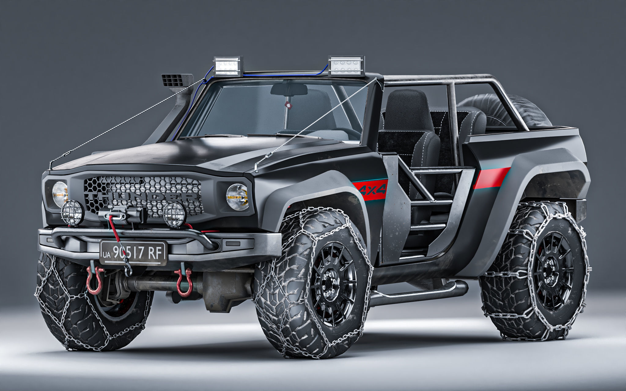 Customizable Suv 4x4 Offroad Vehicle for Unity3D Low-poly 3D model_9