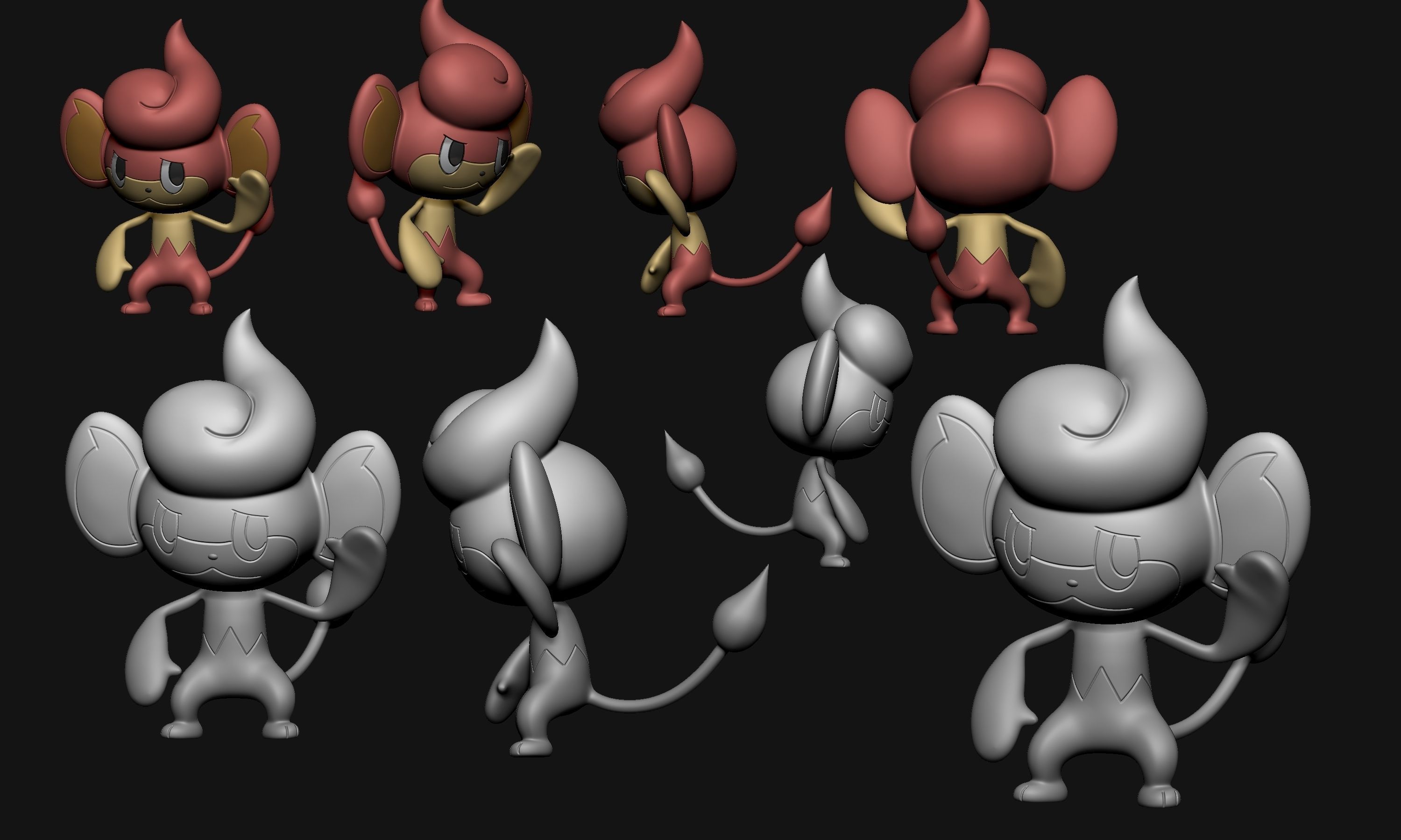 Pokemon - Panpour Pansage and Pansear  3D print model_5