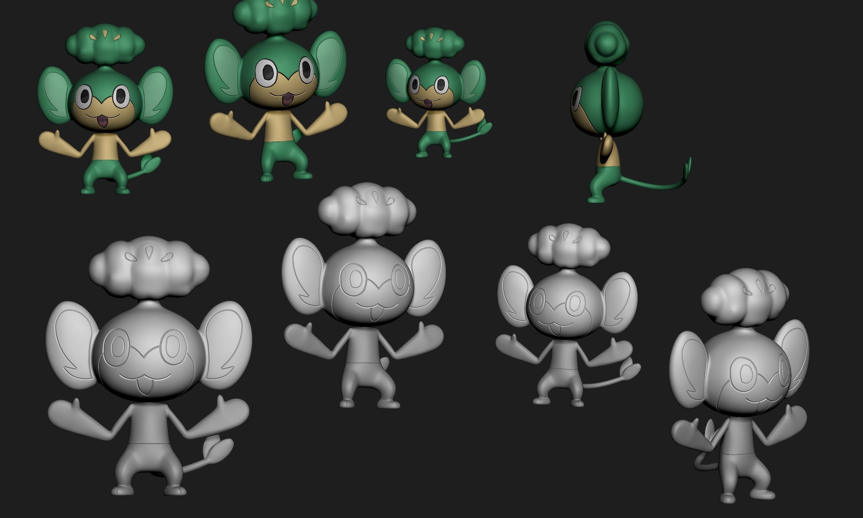 Pokemon - Panpour Pansage and Pansear  3D print model_3