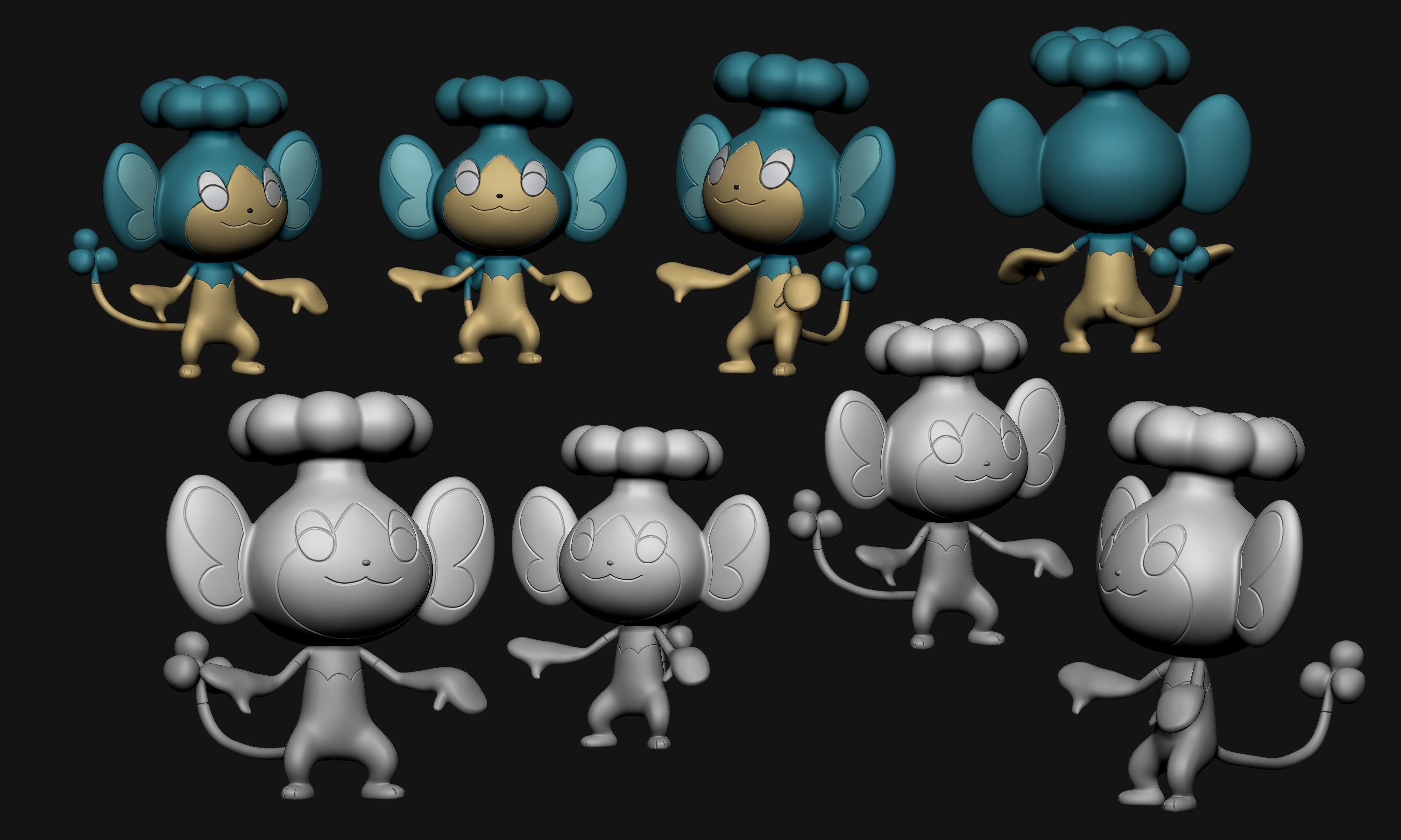 Pokemon - Panpour Pansage and Pansear  3D print model_1