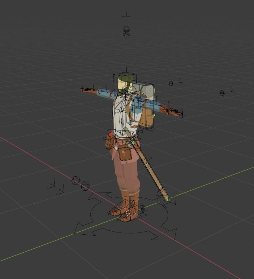 Low Poly Adventurer animated character holding sword Free low-poly 3D model_6