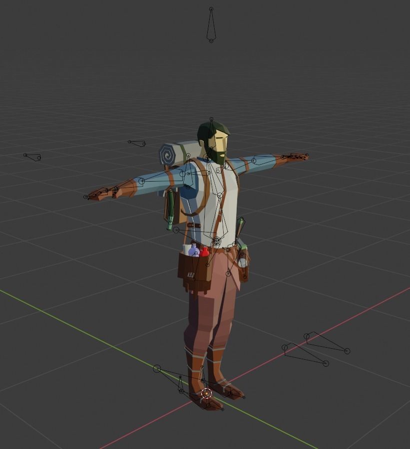 Low Poly Adventurer animated character holding sword Free low-poly 3D model_7