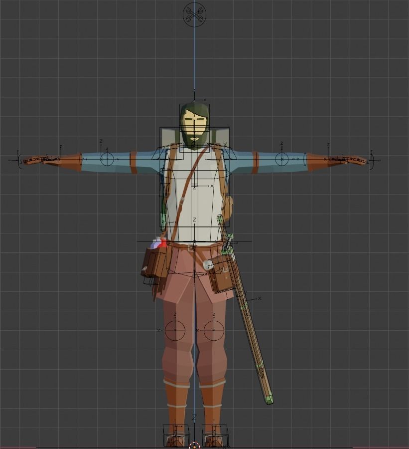 Low Poly Adventurer animated character holding sword Free low-poly 3D model_5