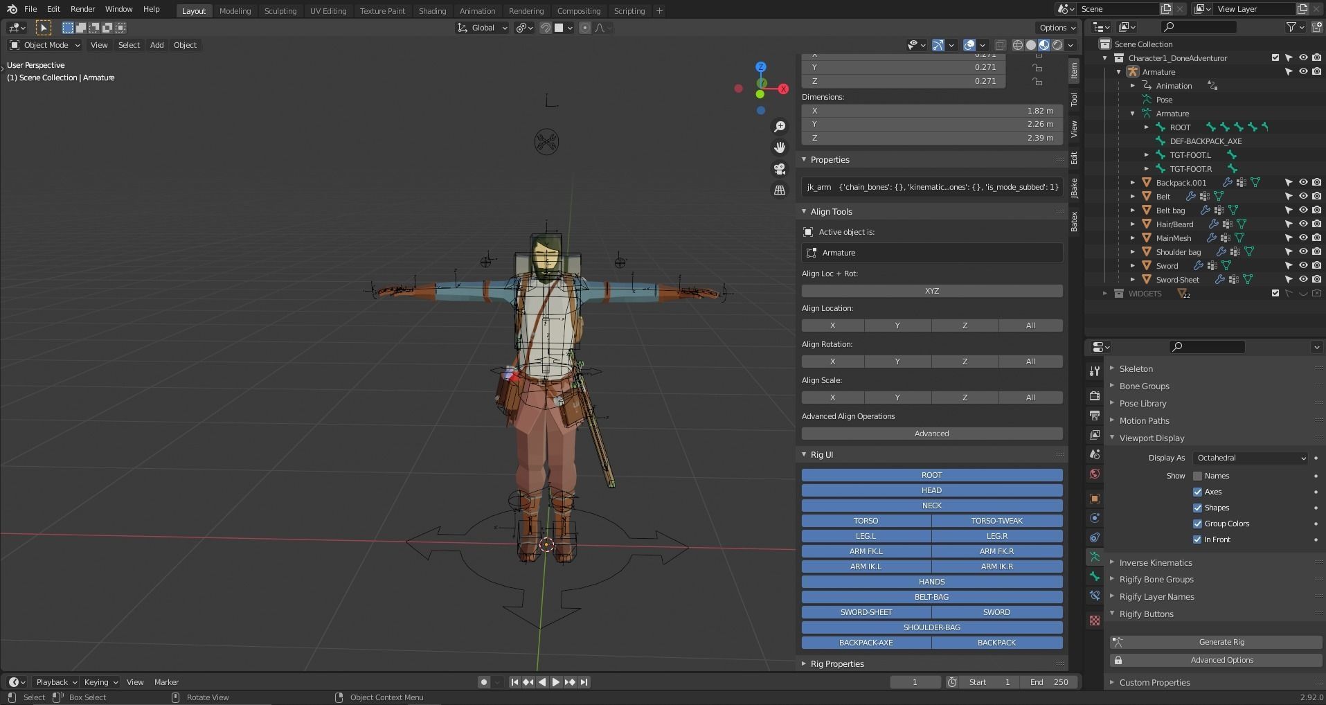 Low Poly Adventurer animated character holding sword Free low-poly 3D model_8