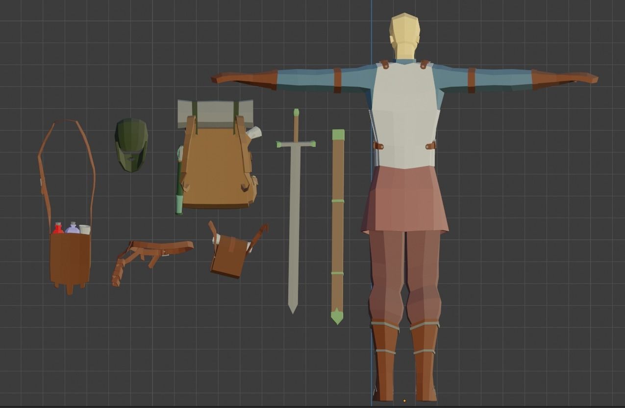 Low Poly Adventurer animated character holding sword Free low-poly 3D model_11