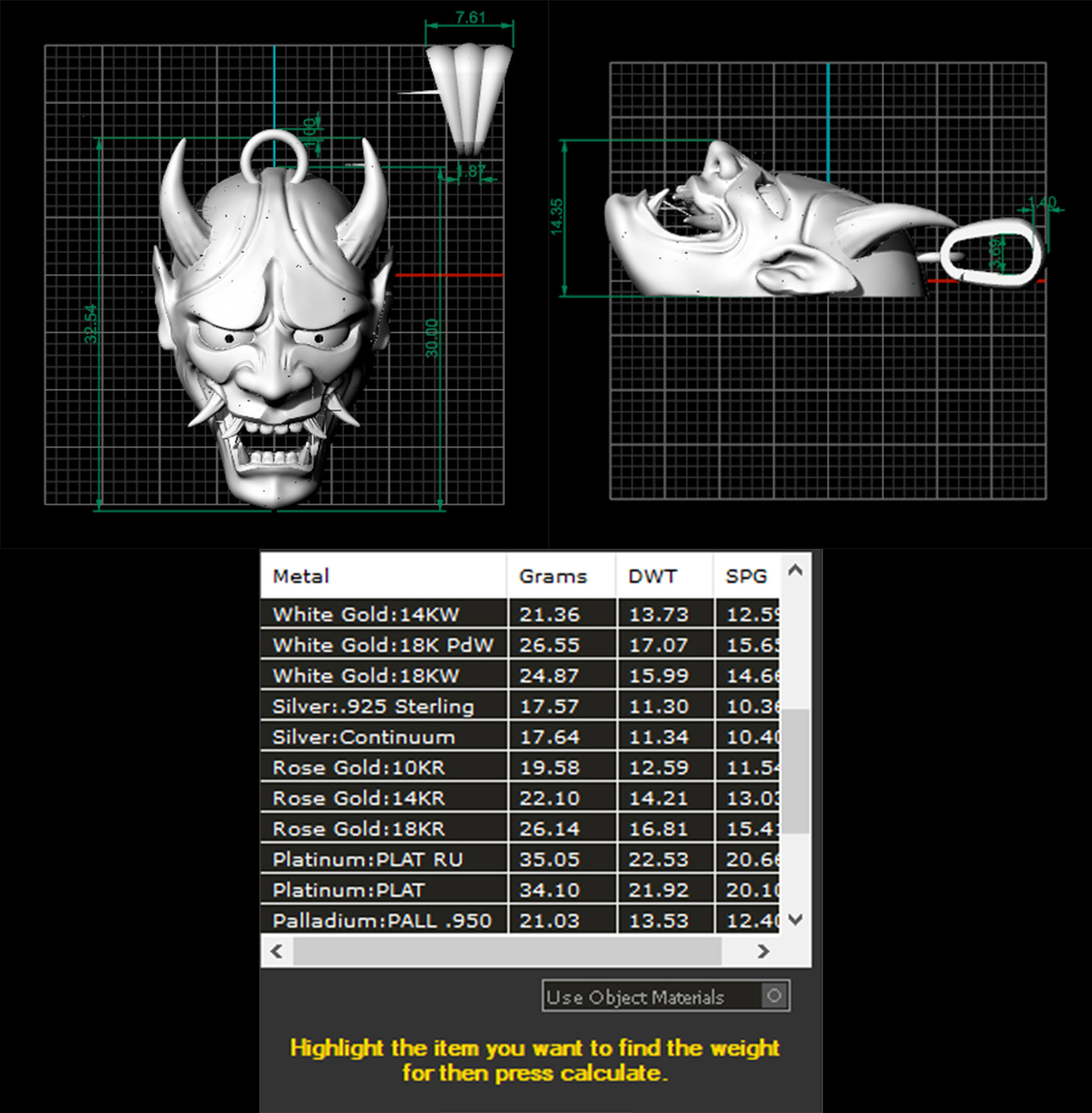 Ring Pendant Oni 3D print model_9