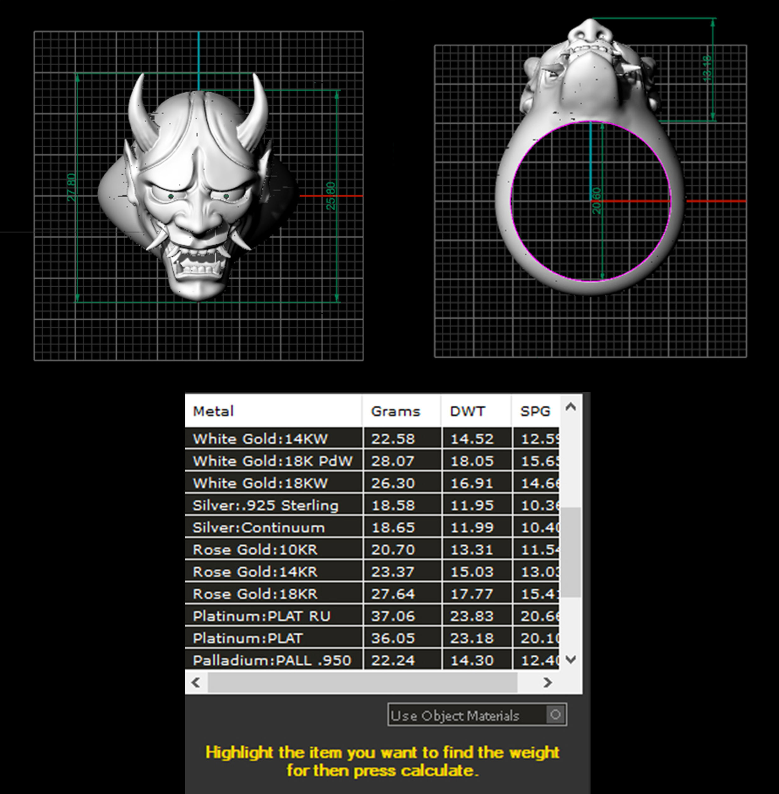 Ring Pendant Oni 3D print model_10