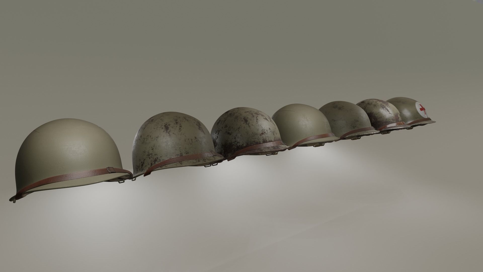 Accurate M1 Army Helmet 3D Model Low-poly 3D model_2