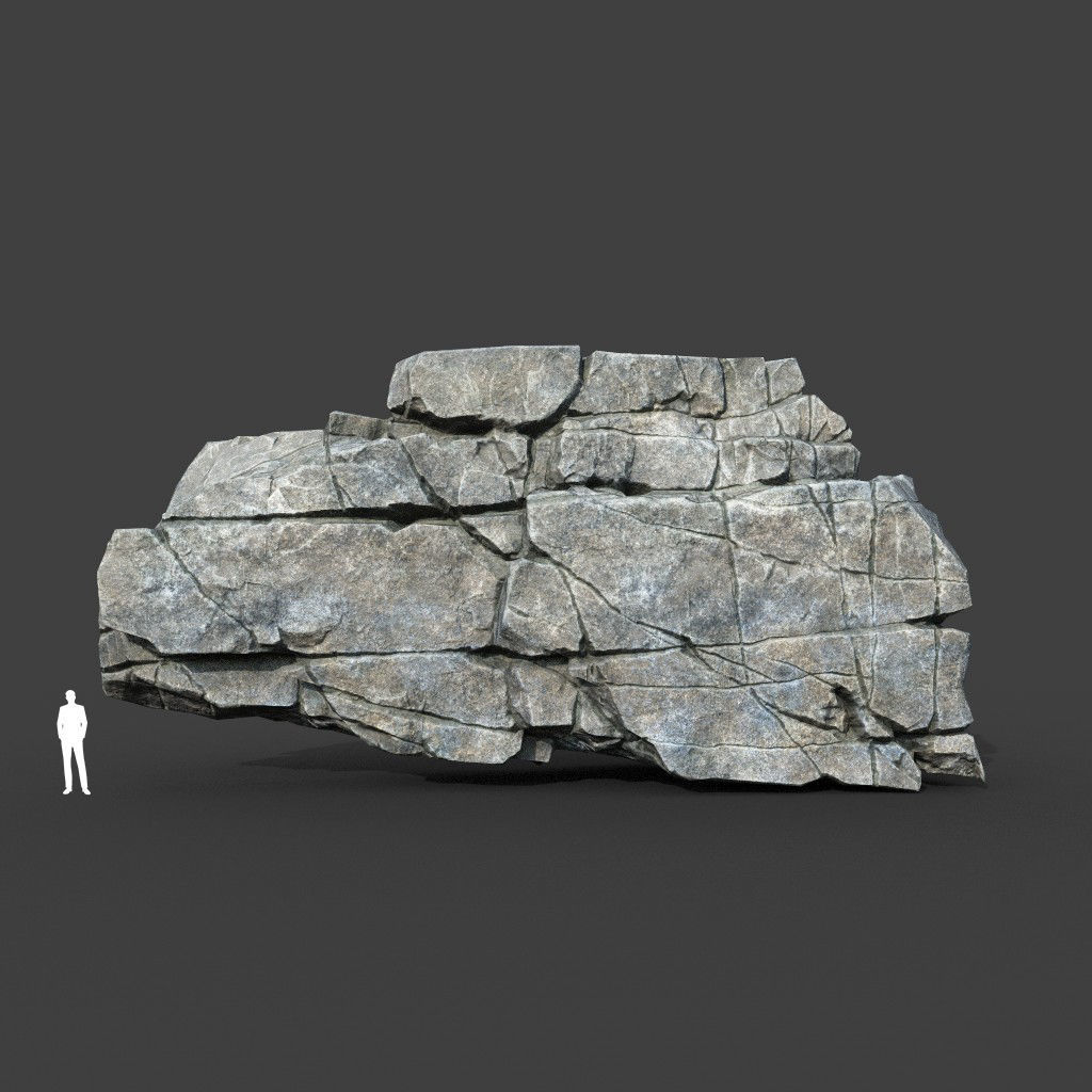 Low poly Gray Cracked Modular Rock 220106 Low-poly 3D model_7