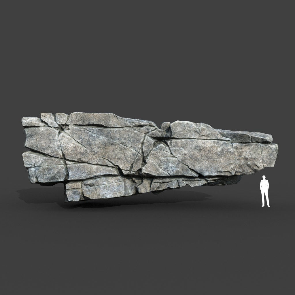 Low poly Gray Cracked Modular Rock 220106 Low-poly 3D model_5