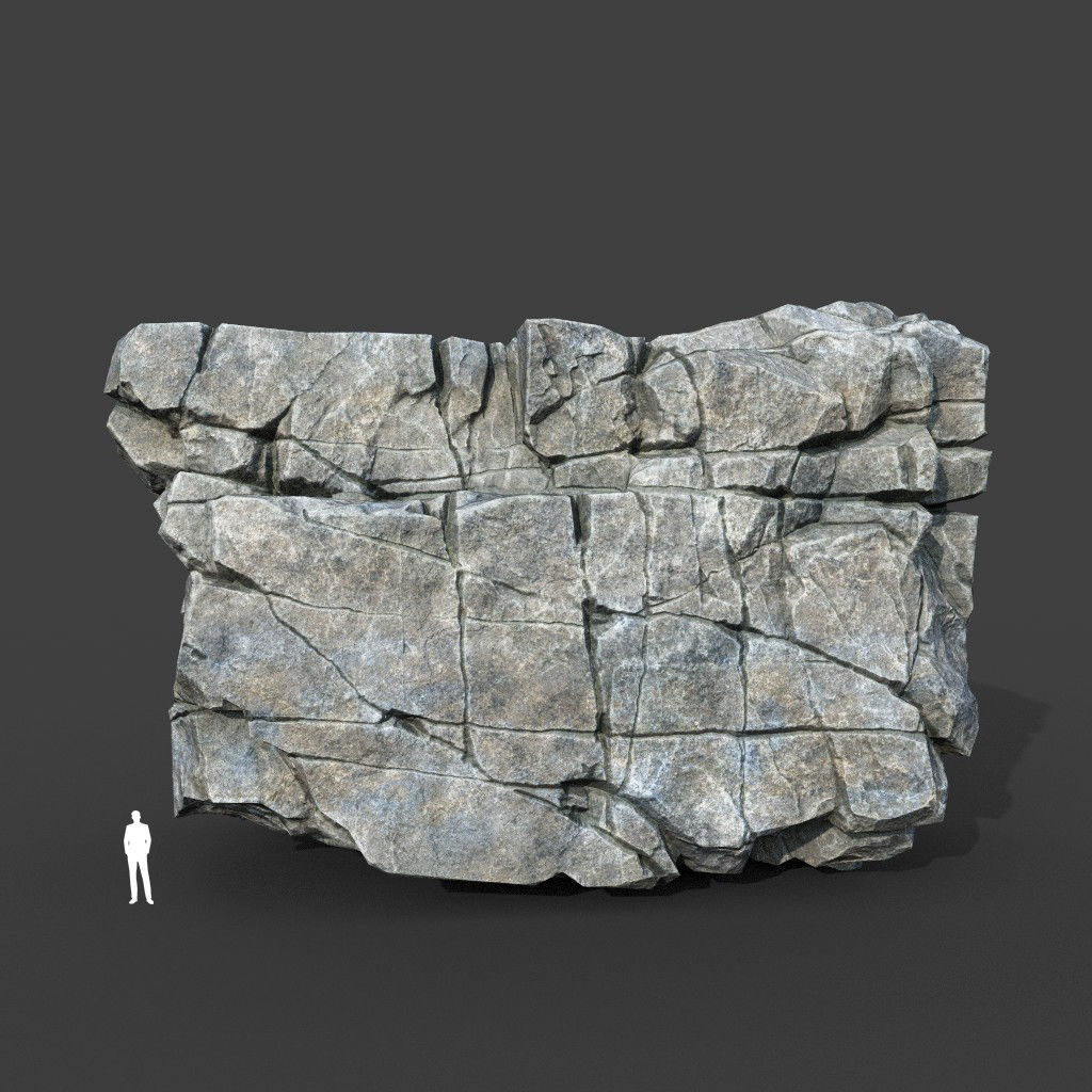 Low poly Gray Cracked Modular Rock 220106 Low-poly 3D model_9