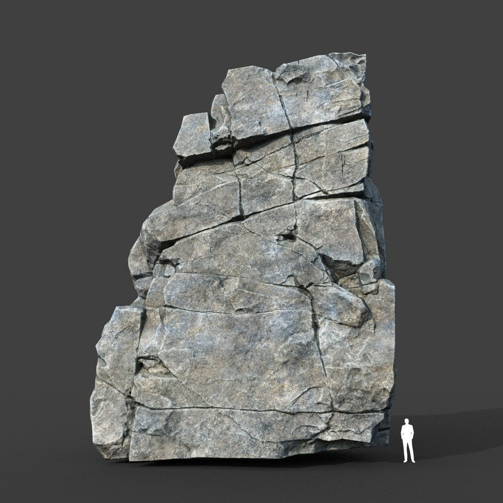 Low poly Gray Cracked Modular Rock 220106 Low-poly 3D model_13