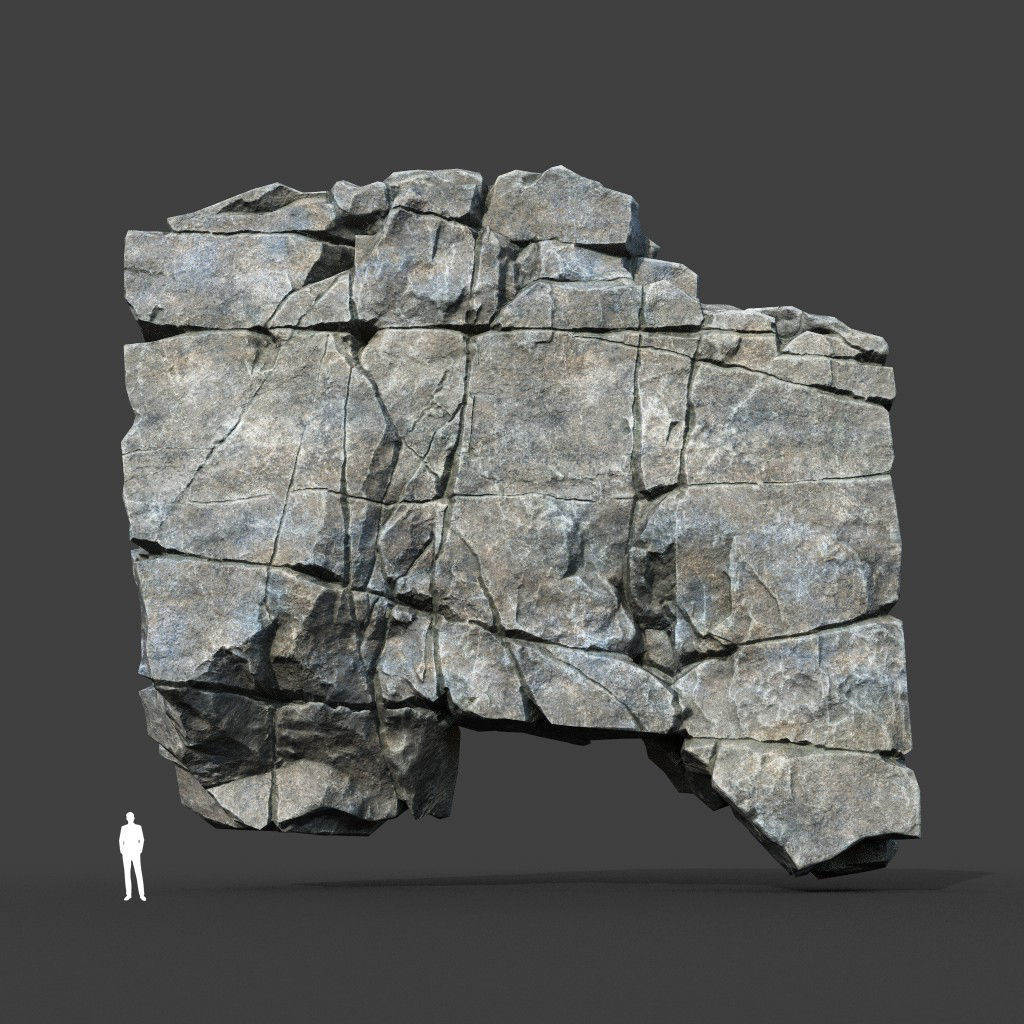 Low poly Gray Cracked Modular Rock 220106 Low-poly 3D model_19