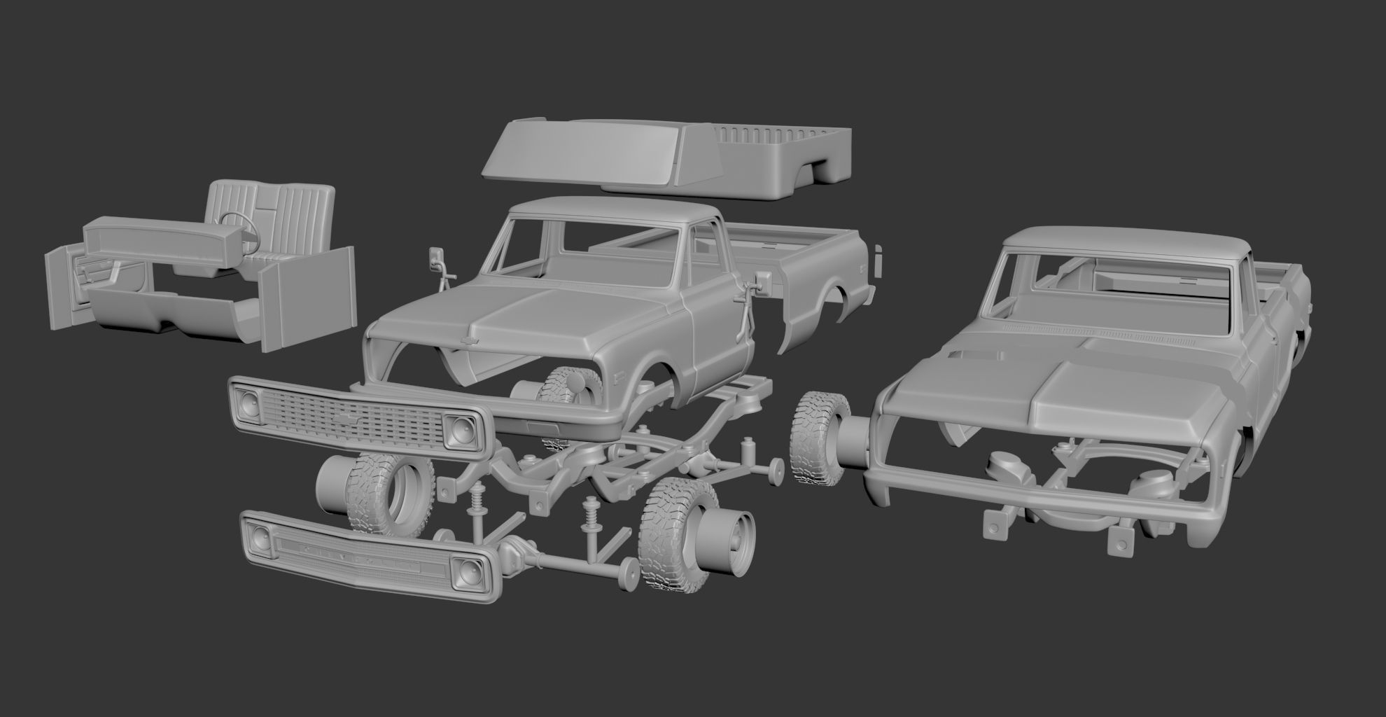 CHEVROLET K20 1972 3D print model_9