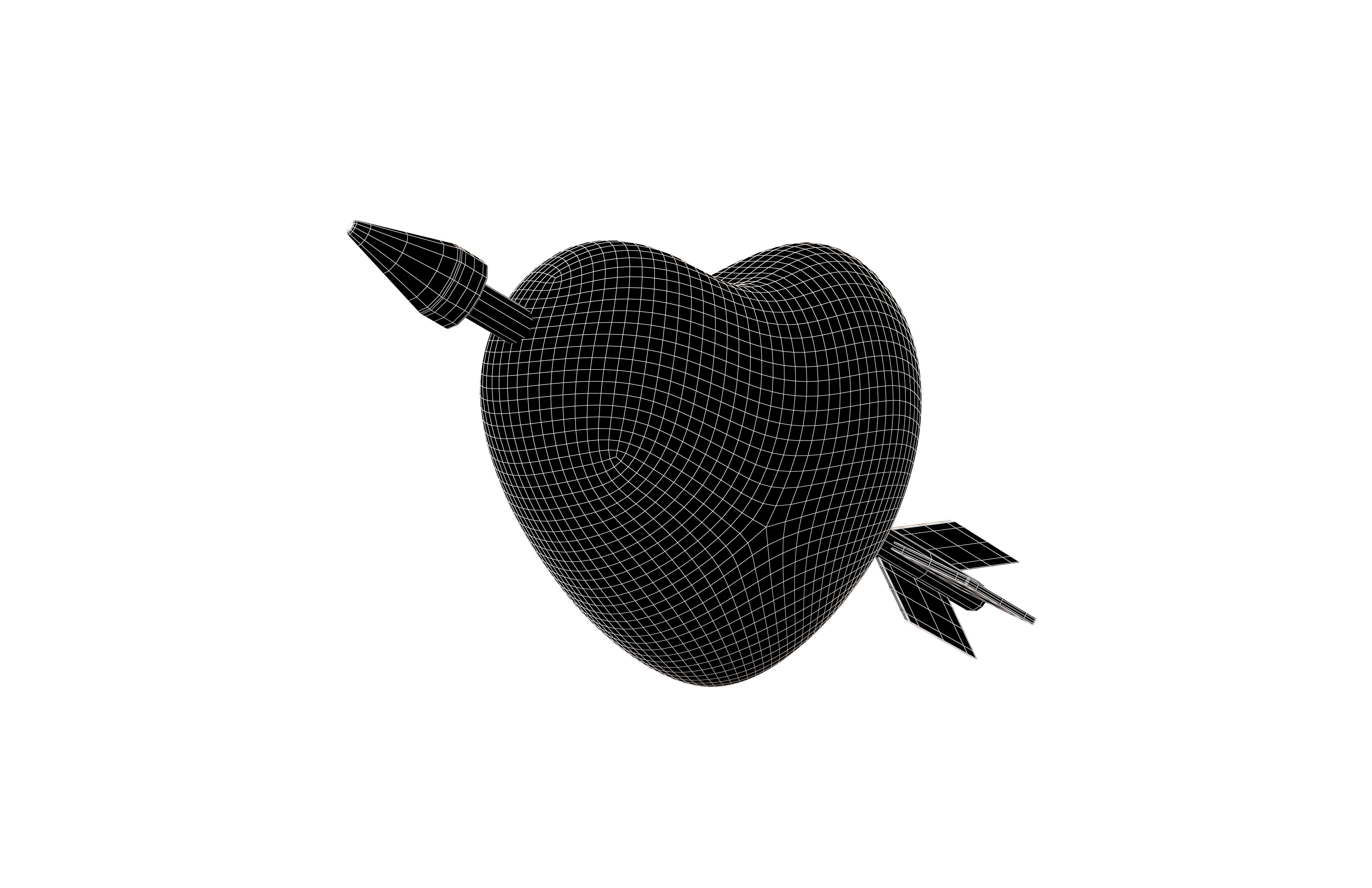 Heart With Arrow v1 001 Low-poly 3D model_5