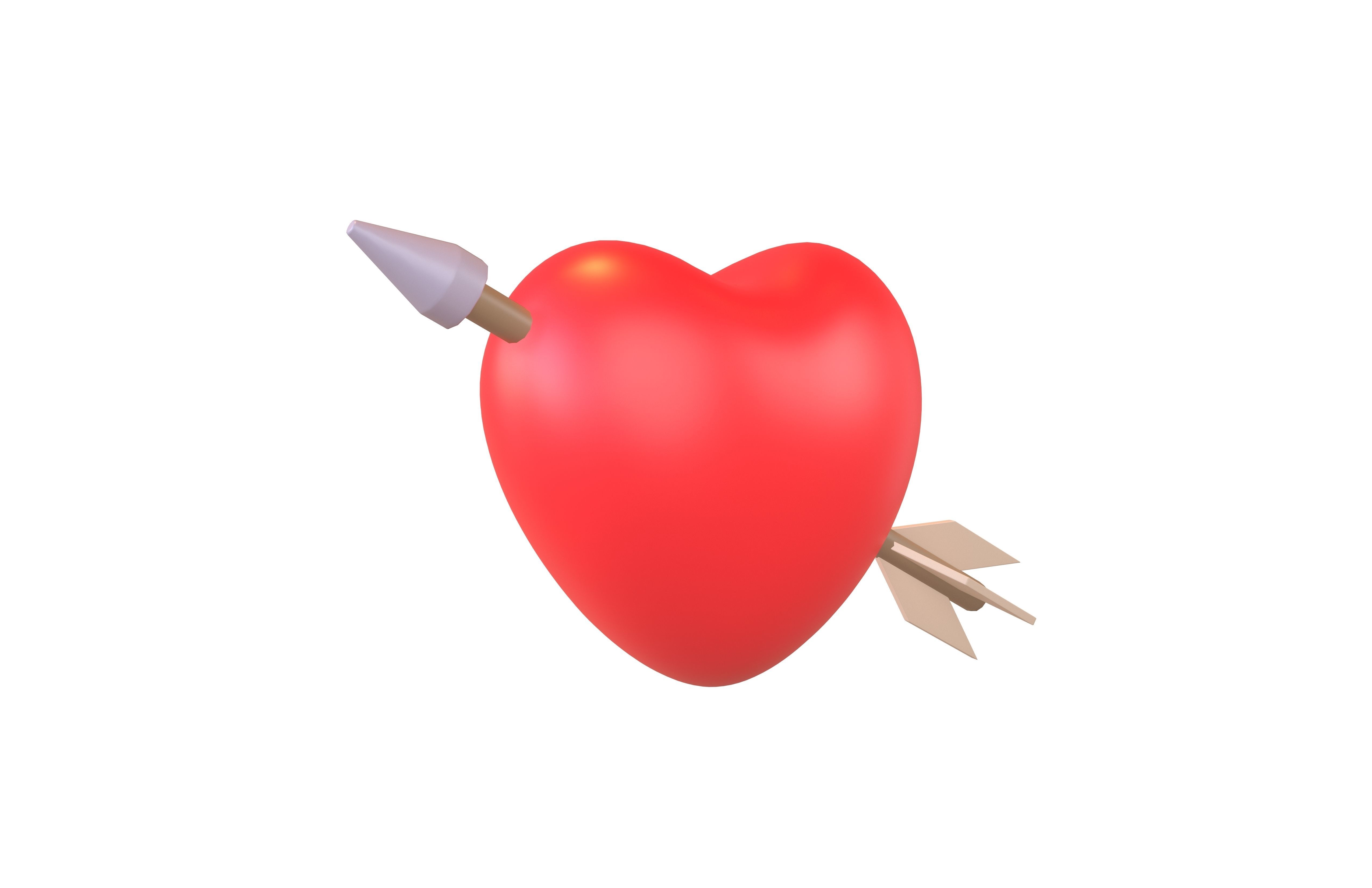 Heart With Arrow v1 001 Low-poly 3D model_1