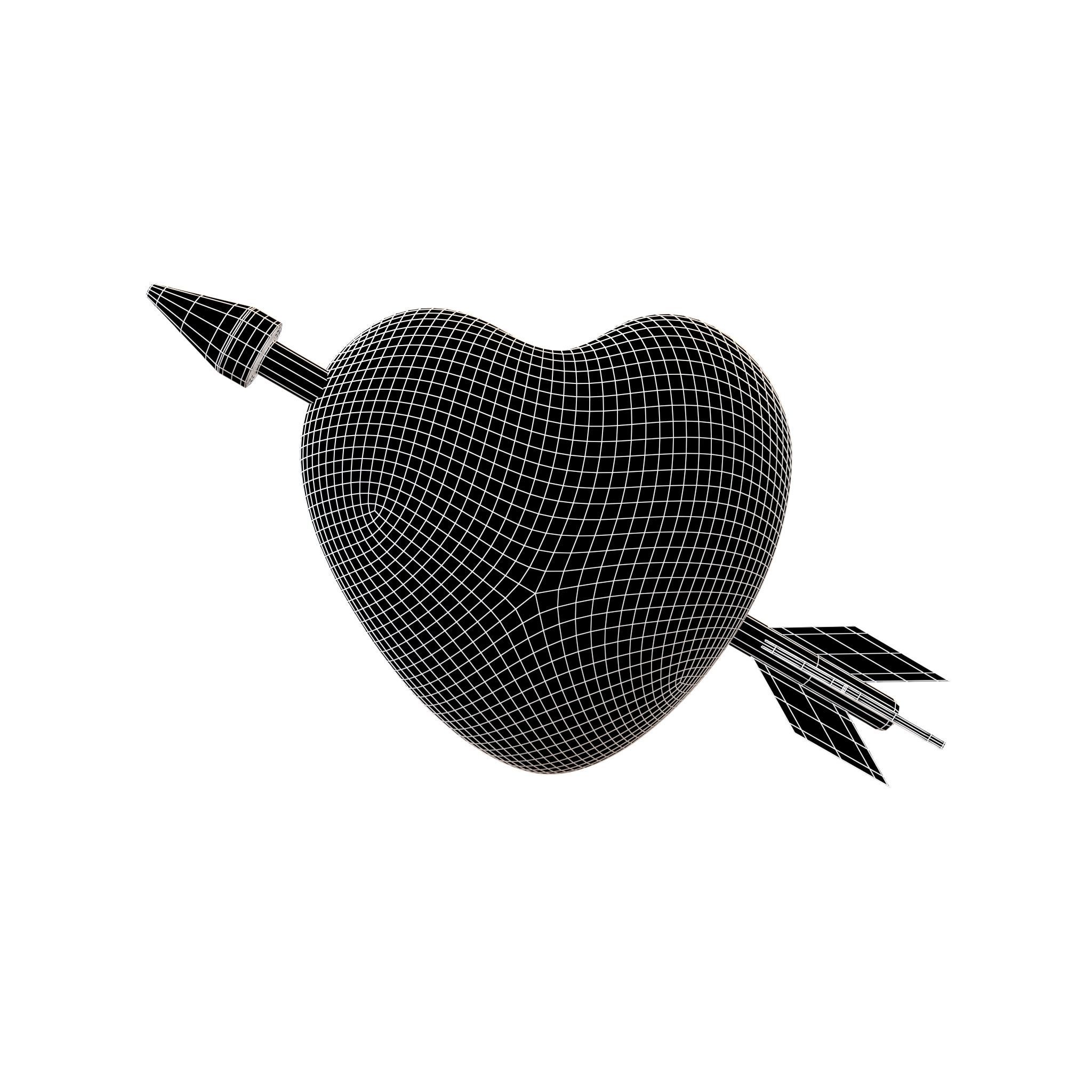 Heart With Arrow v1 001 Low-poly 3D model_4