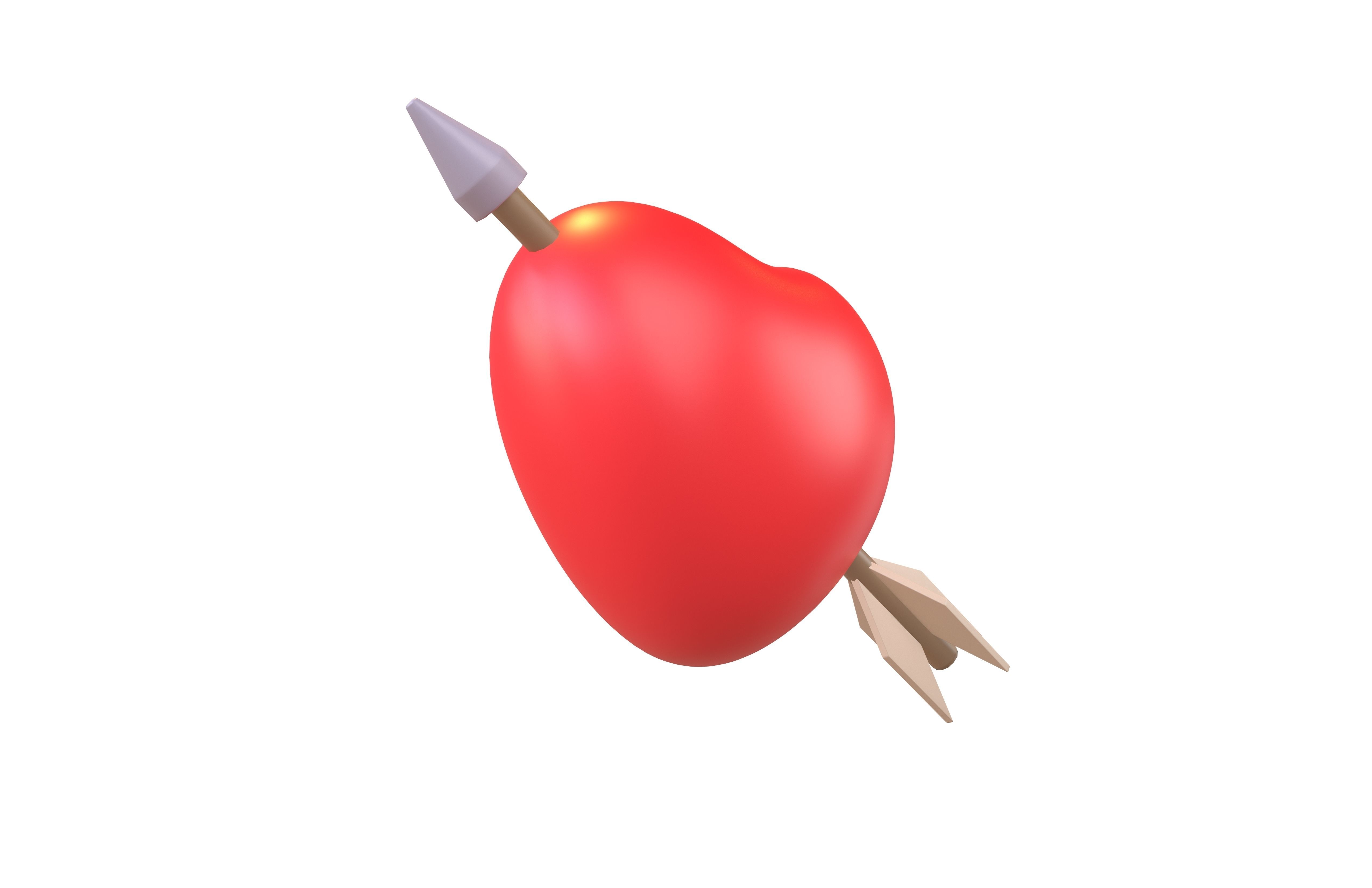 Heart With Arrow v1 001 Low-poly 3D model_3
