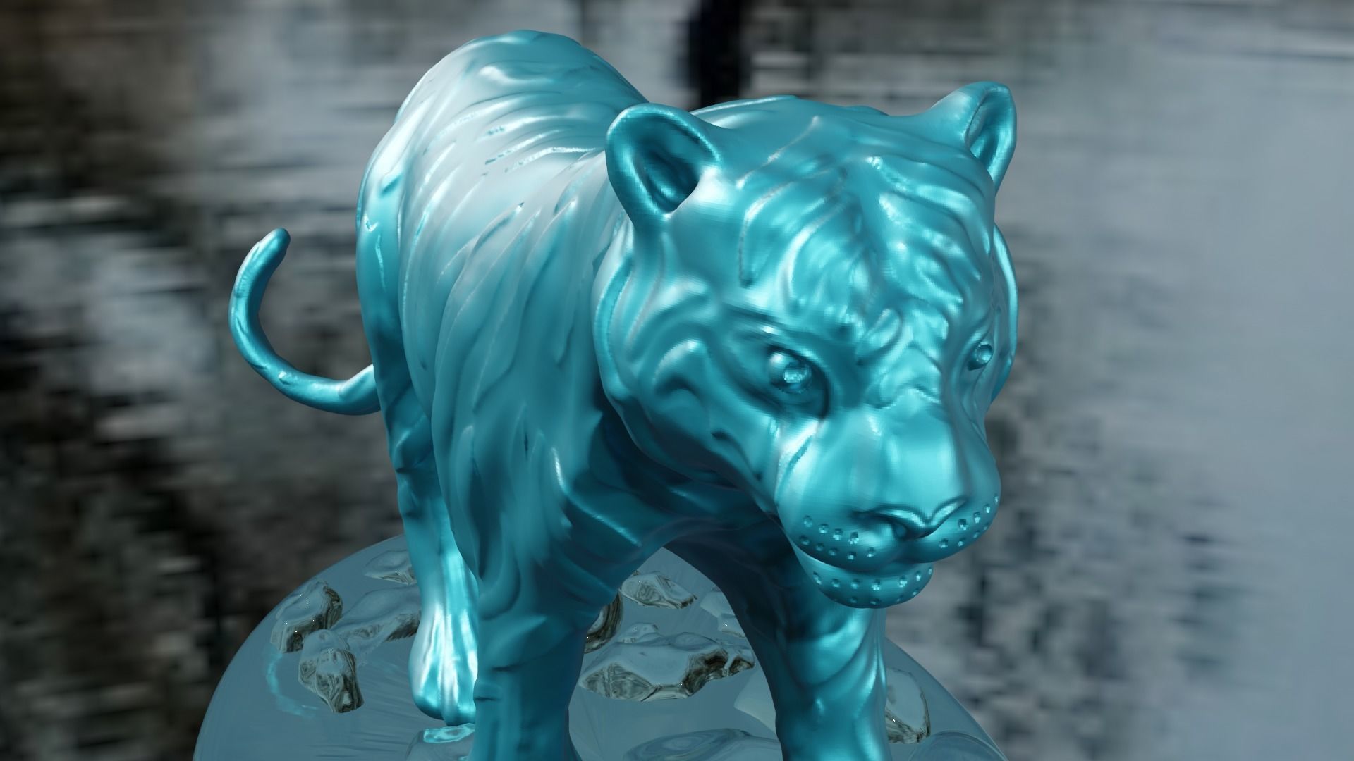 Tiger statue of 3D print model_3