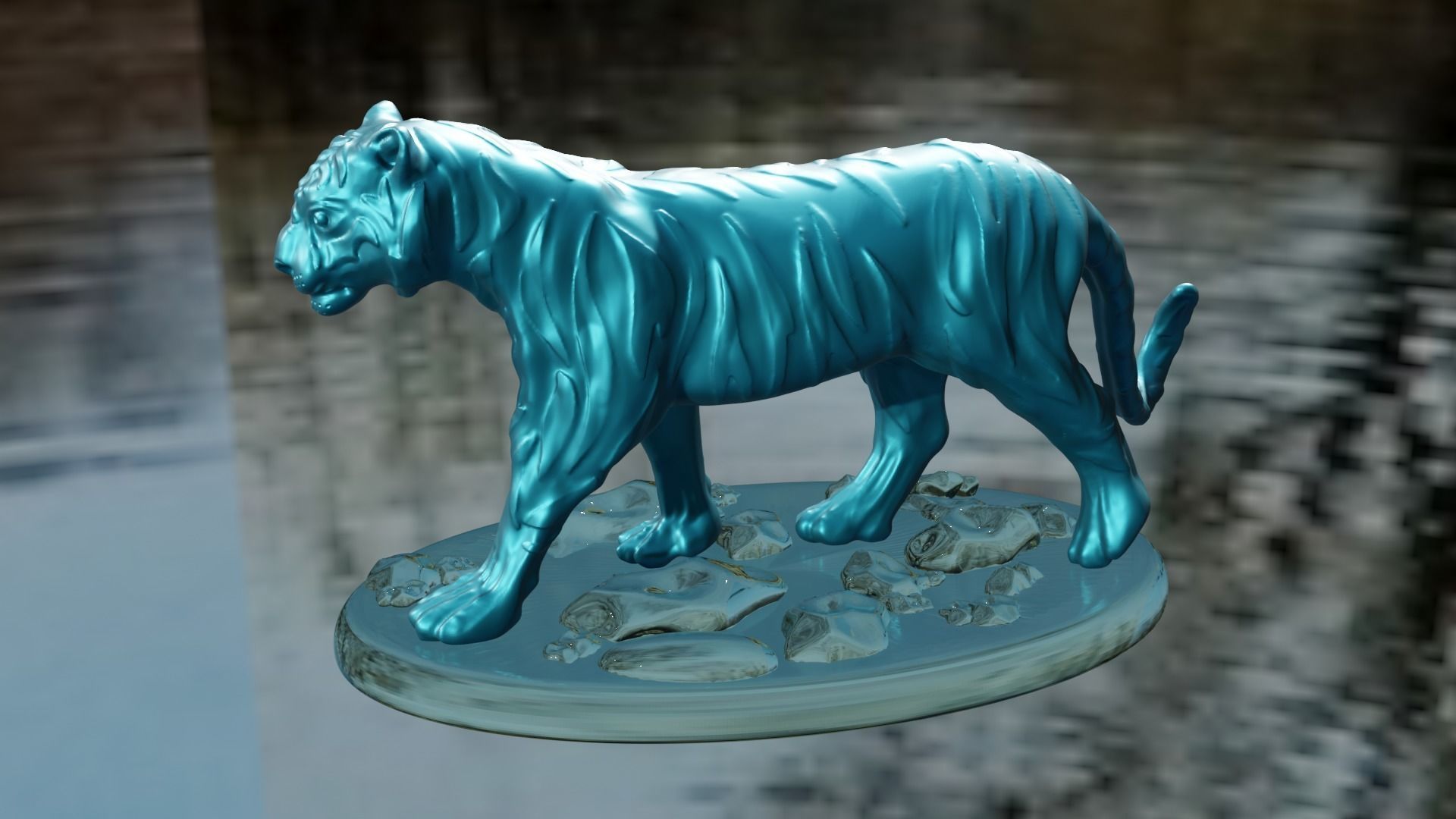 Tiger statue of 3D print model_2
