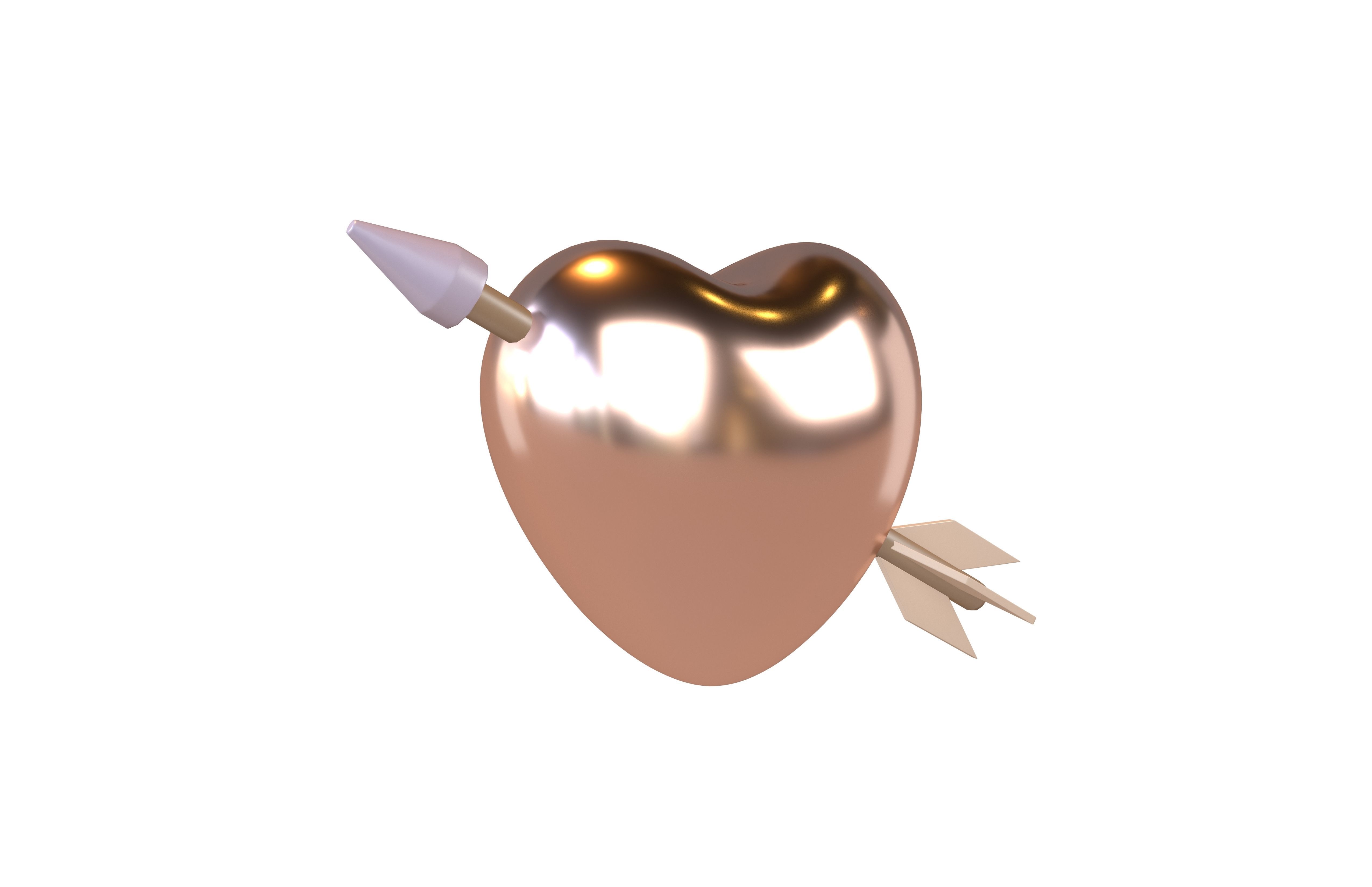 Heart With Arrow v1 012 Low-poly 3D model_1