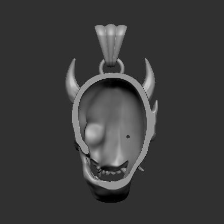 Ring Pendant Oni Skull 3D print model_5