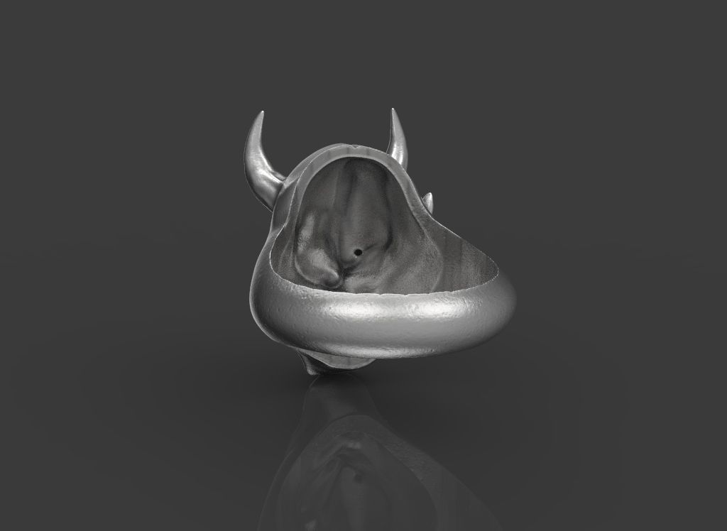 Ring Pendant Oni Skull 3D print model_4
