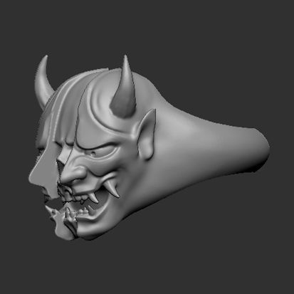 Ring Oni Skull 3D print model_6
