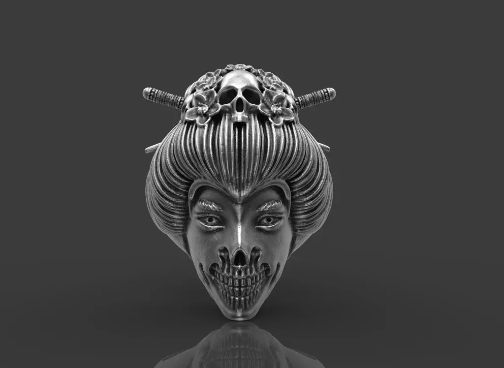 Ring Geisya Skull 3D print model_0