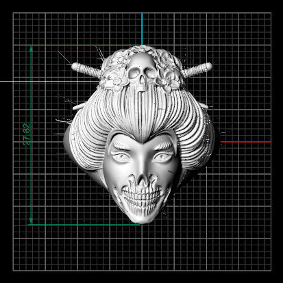 Ring Geisya Skull 3D print model_8
