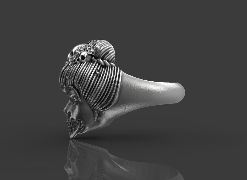 Ring Geisya Skull 3D print model_2