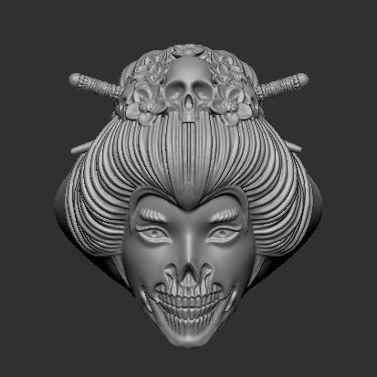 Ring Geisya Skull 3D print model_4