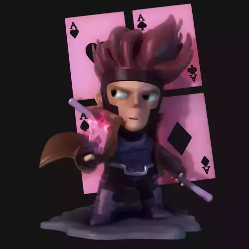 Gambit STL character holding playing cards